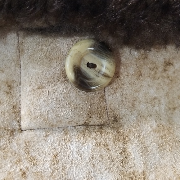 Sheepskin mens coat from Sears vintage brown tan size 44 unique mottled leather - Picture 11 of 17